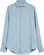 Eleventy Lyocell & Linen Button-Up Shirt