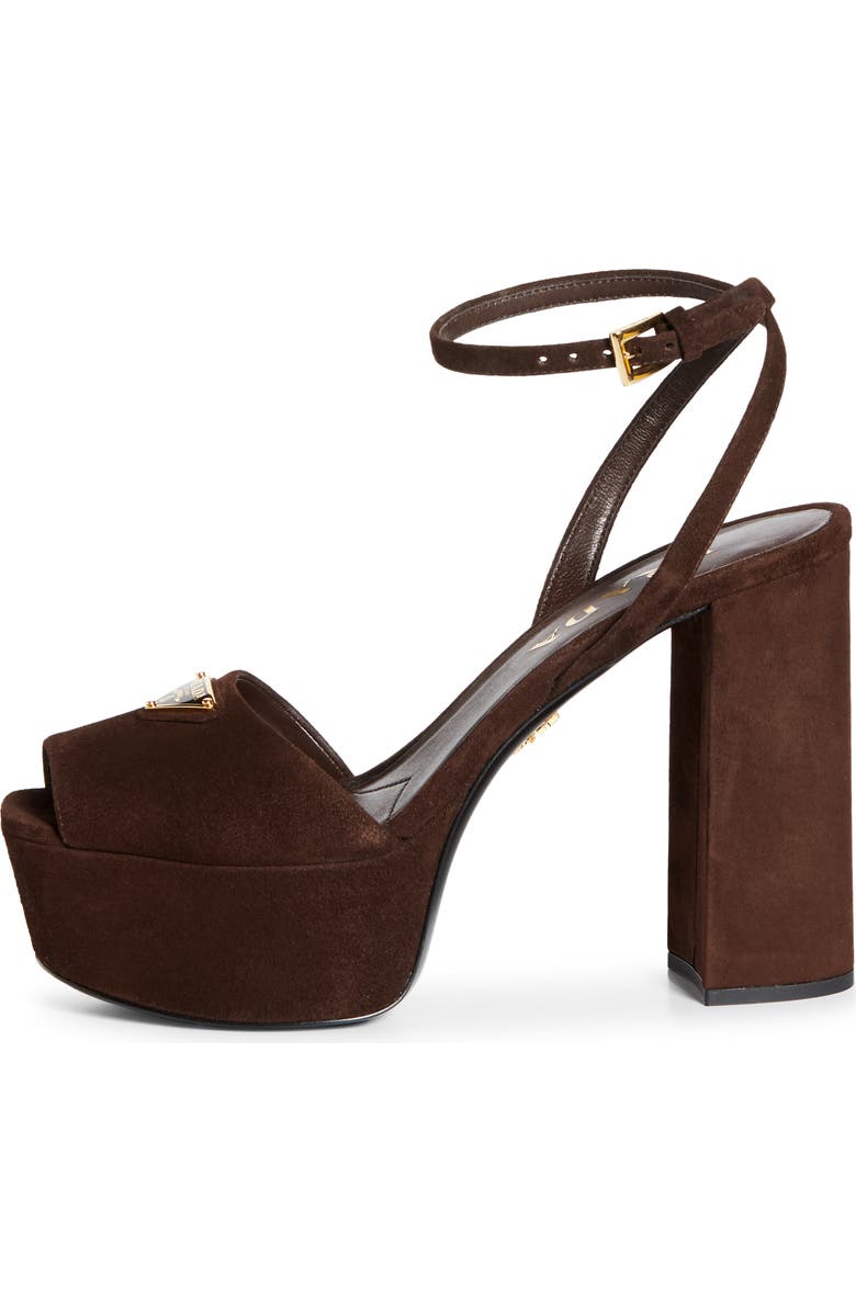 Prada Logo Platform Sandal, Alternate, color, Moro