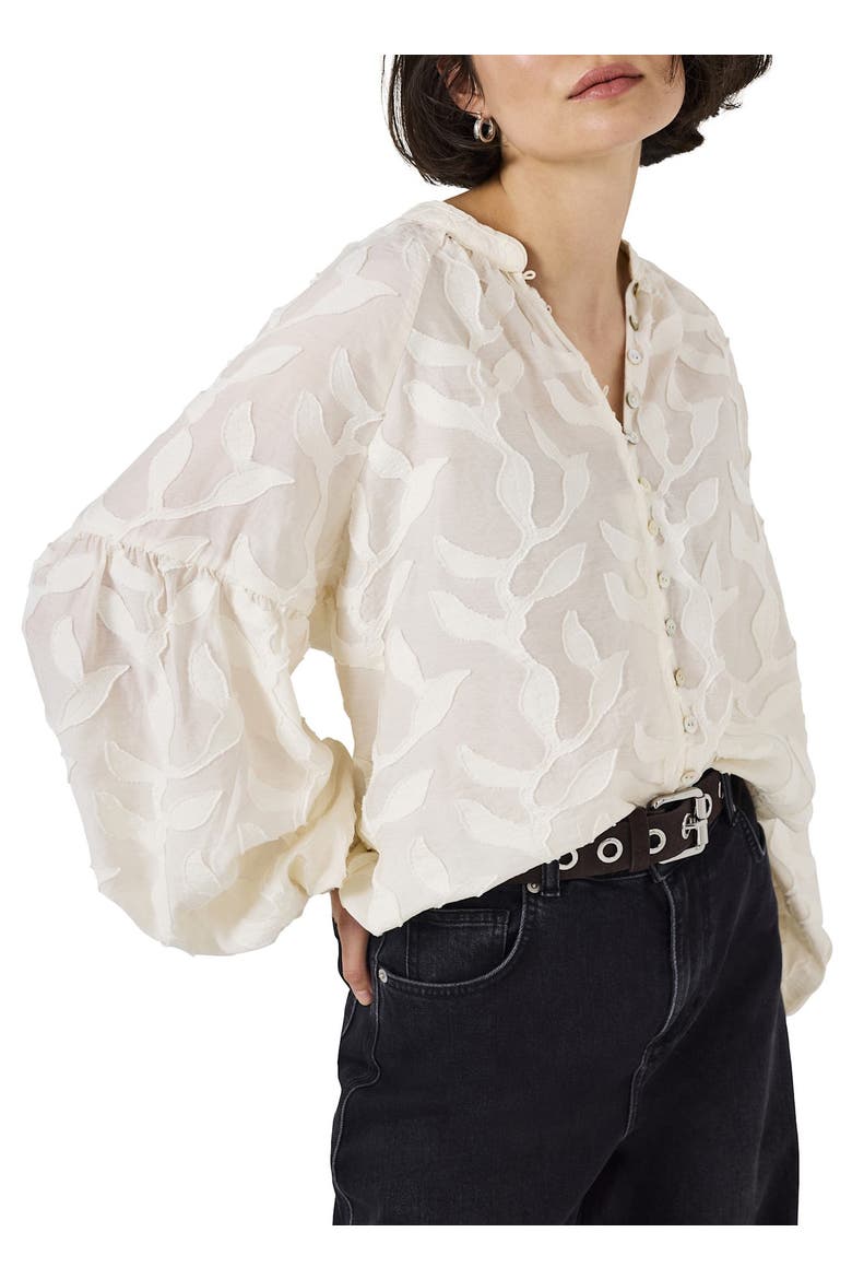 Floral Jacquard Blouse, Alternate, color, Cream