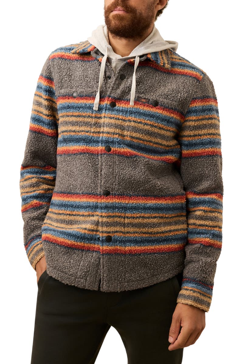 Faherty Range CPO High Pile Fleece Shirt Jacket, Main, color, Buffalo Rock Stripe