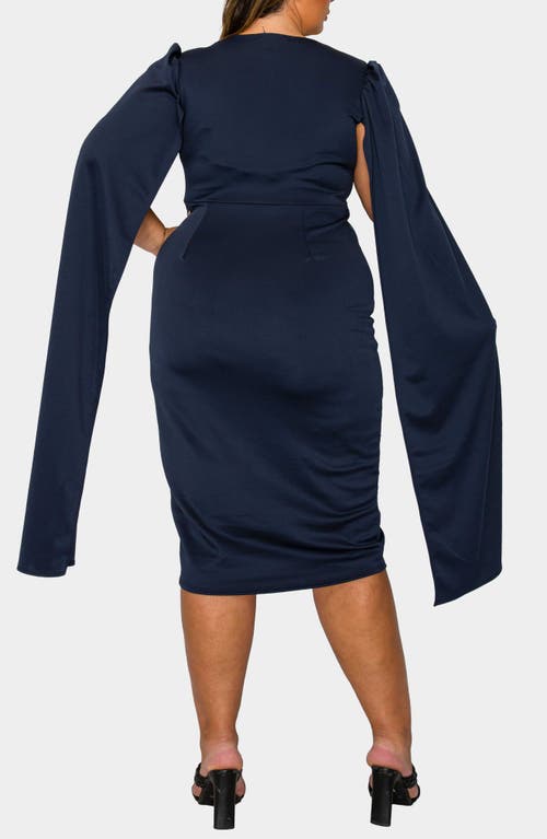 knee length dresses for ladies Finelook Luxury Cape Sleeve Midi Dress – Elegant Modest Saudi Evening –  FineLook