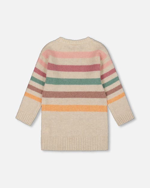 Deux Par Deux Knitted Tunic With Stripes In Gray