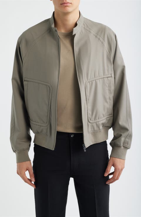 Virgin Wool Zip Bomber Jacket