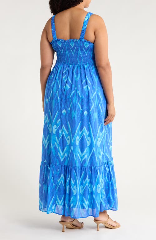 Sugarlips Carys Delcy Smocked Cotton Maxi Sundress In Blue