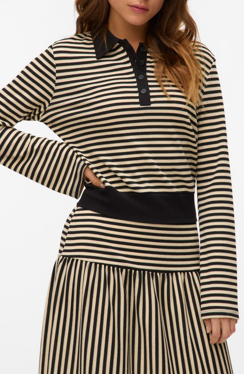 VERO MODA Isabella Stripe Long Sleeve Top, Main, color, Black Stripes Birch