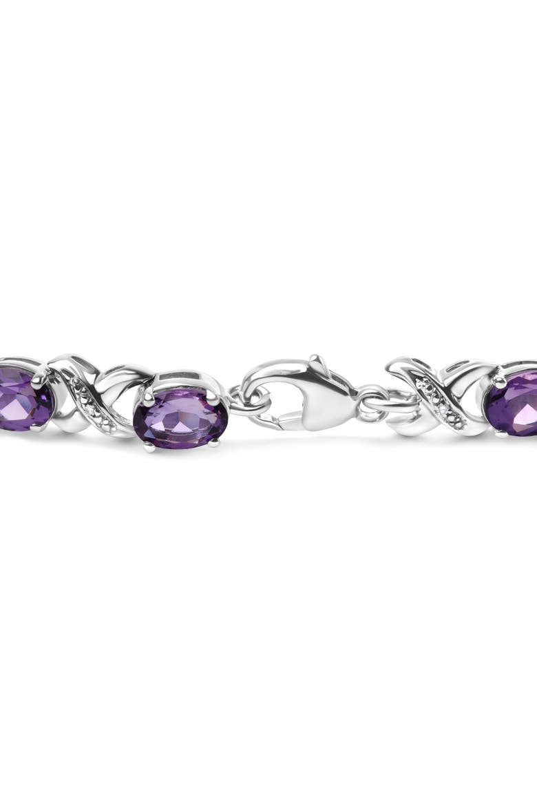 Silver Amethyst & Diamond Accent X-Link Bracelet, Alternate, color, White