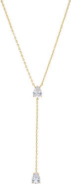 BY ADINA EDEN Double Pear Drop Chain Lariat Necklace
