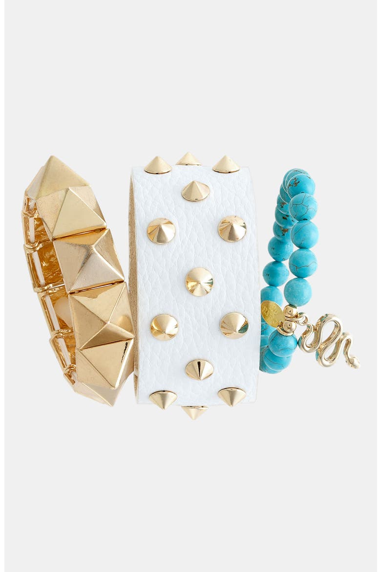 Studded Stretch Bracelet, Alternate, color, GOLD