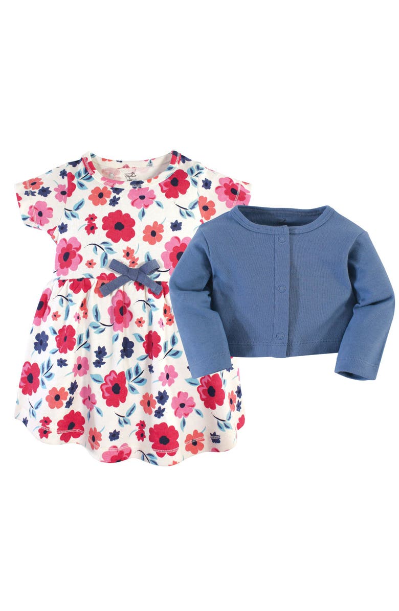 Touched by Nature Organic Cotton Dress and Cardigan, Alternate, color, Garden Floral