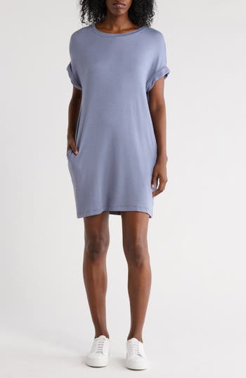 Matty M . Roll Sleeve Minidress In Blue