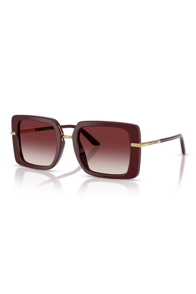 52mm Gradient Square Sunglasses, Alternate, color, BORDEAUX