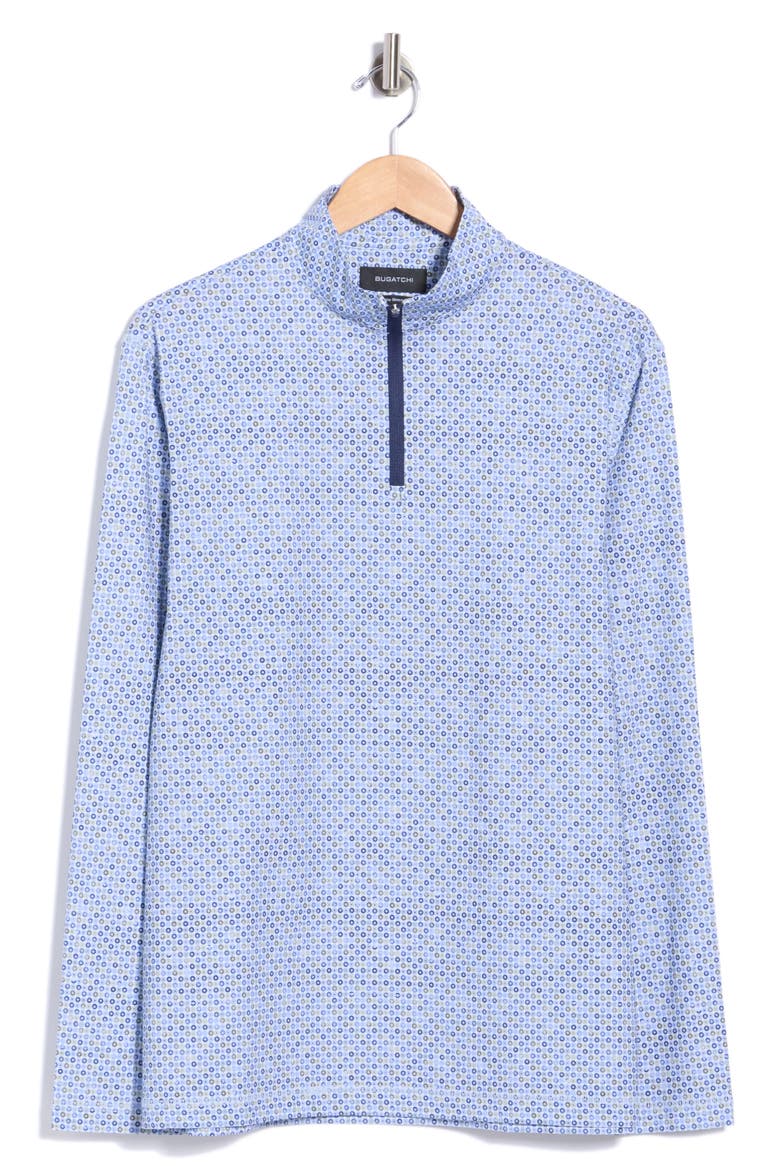 Anthony OoohCotton® Print Quarter Zip Pullover, Main, color, AIR BLUE
