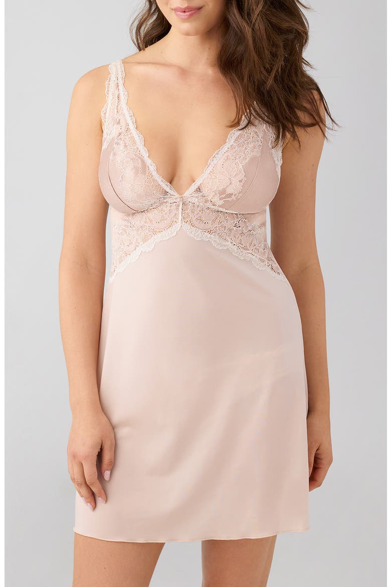 Modern Affair Lace Trim Chemise, Main, color, ROSE DUST/ ANGEL WING