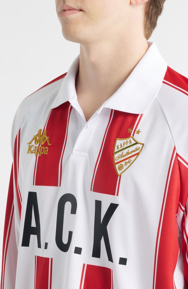 KAPPA Oden Authentic Soccer Shirt, Alternate, color, White - Red Racing - Black