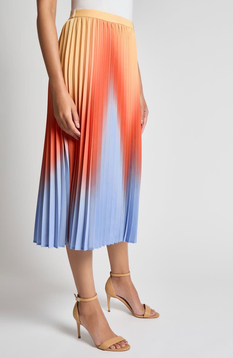 Misook Pleated Ombré Crêpe de Chine Skirt, Alternate, color, Arctic