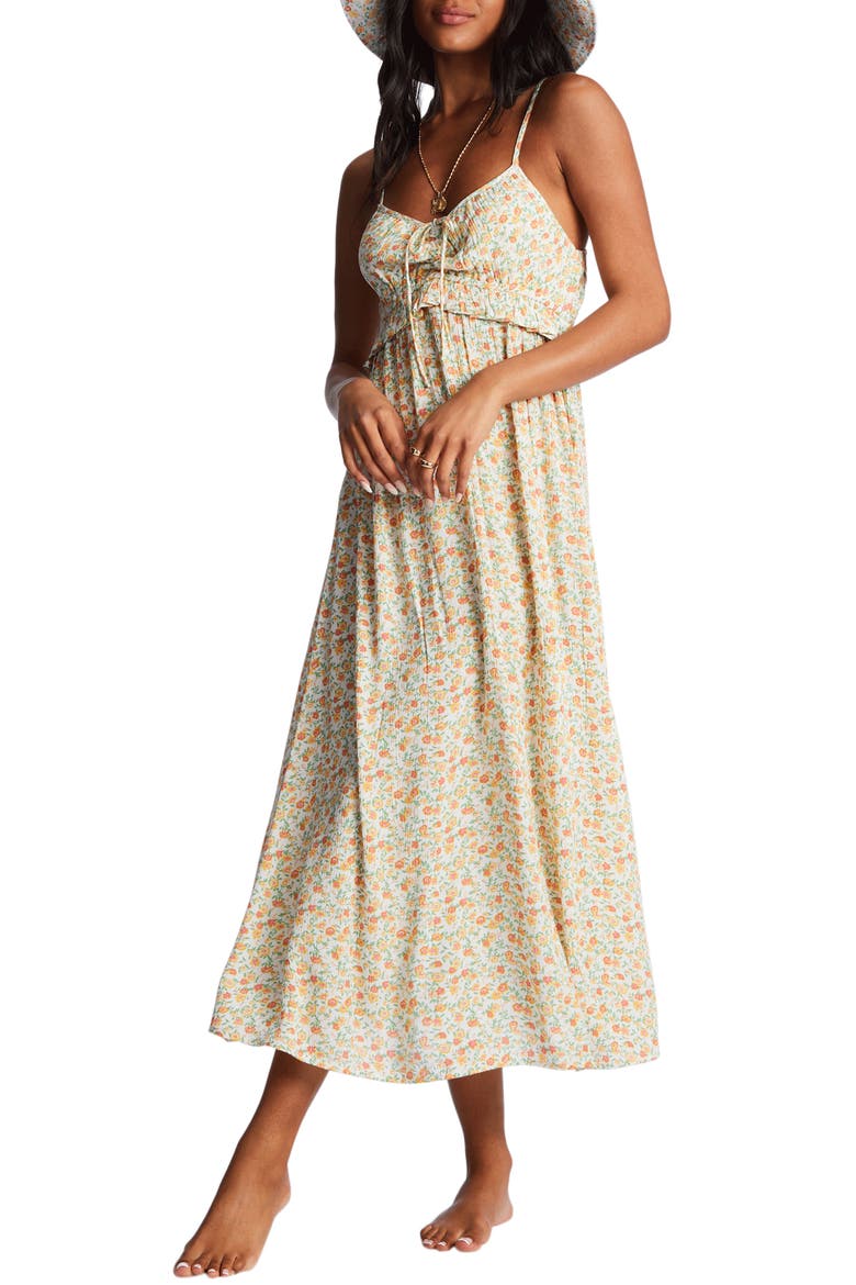 Rebel Heart Floral Midi Sundress, Alternate, color, SALT CRYSTAL