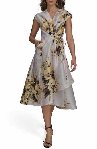 Donna Karan New York Floral Tiered Wrap Dress