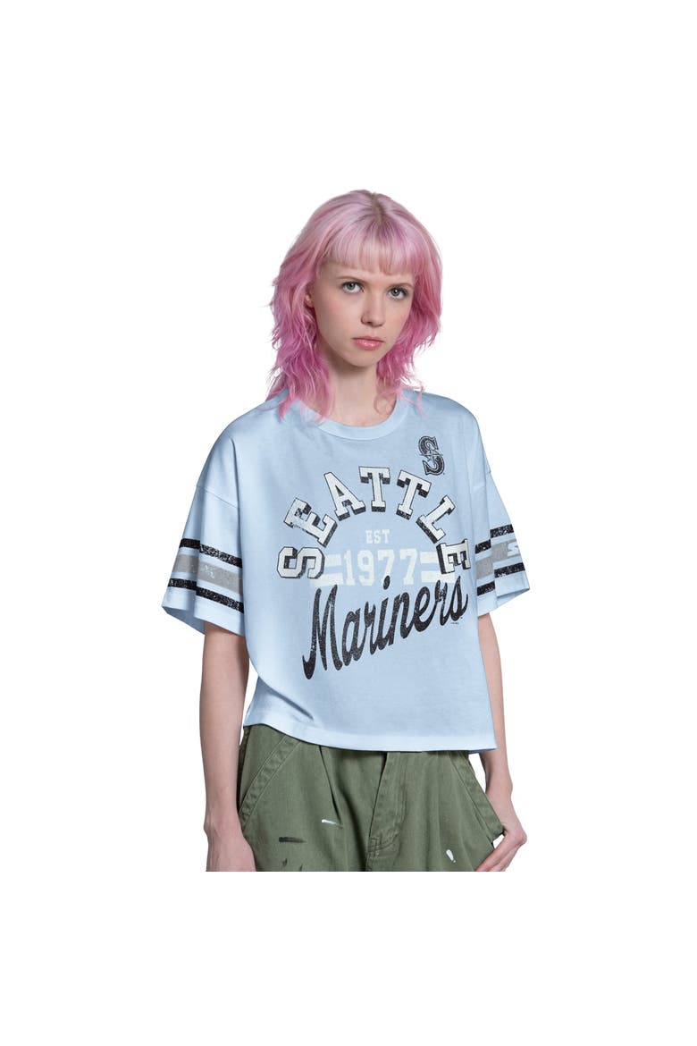 Women's Starter  Light Blue Seattle Mariners Cropped Hurry Up Offense T-Shirt, Main, color, Light Blue