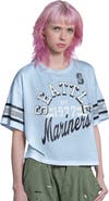 STARTER Women's Starter Light Blue Seattle Mariners Cropped Hurry Up Offense T-Shirt