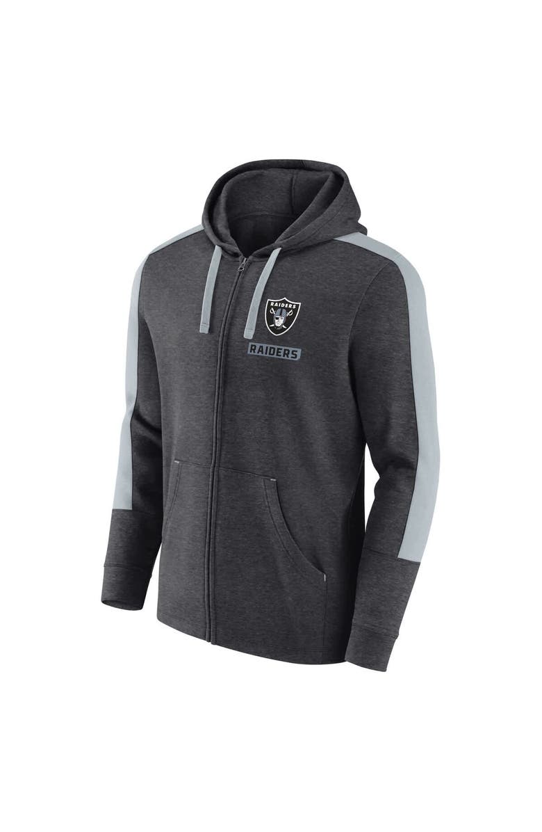 FANATICS Men's Fanatics Heather Charcoal Las Vegas Raiders Gains Full-Zip Hoodie, Alternate, color, Heather Charcoal