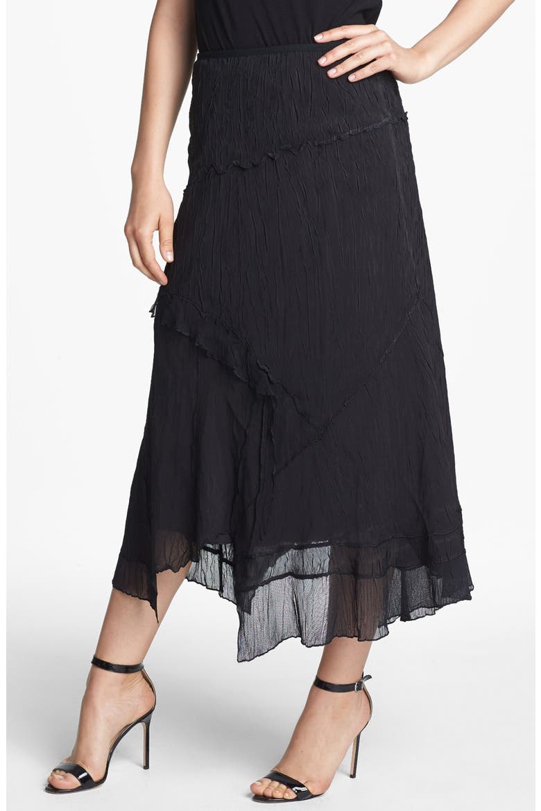 Asymmetrical Tiered Chiffon Skirt, Main, color, BLACK