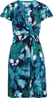 Tommy Bahama Sophia Serene Palms Flutter Sleeve Faux Wrap Dress