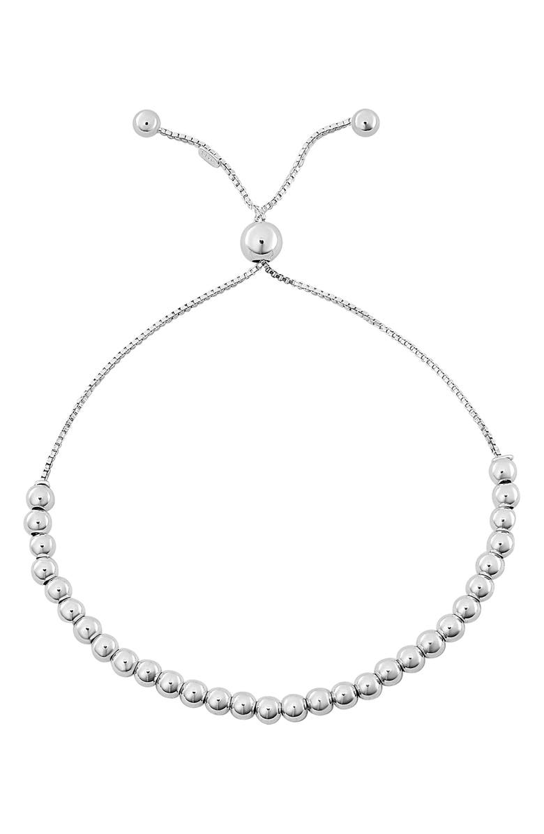 CANDELA JEWELRY Beaded Bolo Bracelet, Main, color, Silver