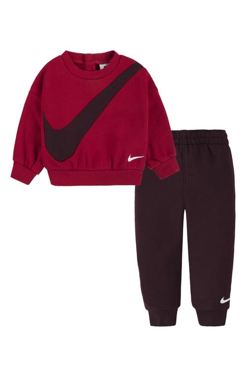 Nike Essentials Fleece Sweatshirt & Joggers Set In Burgundy