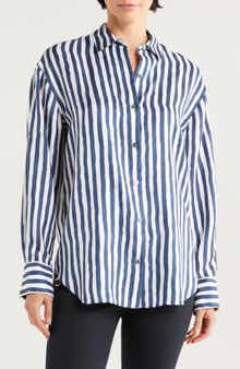 Theory Painter Stripe Silk Button-Up Shirt