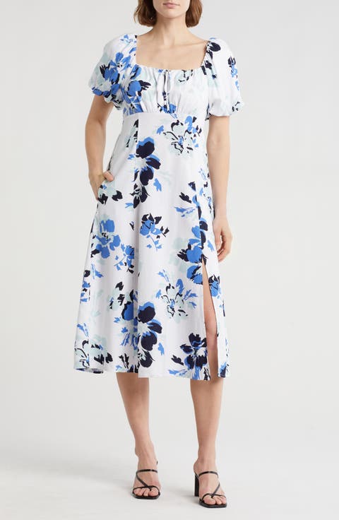 Floral Balloon Sleeve Maxi Dress