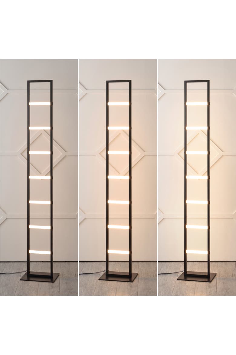 Ivan 59.3" Minimalist Modern Iron Ladder Dimmable Integrated LED Floor Lamp, Black, Alternate, color, Black