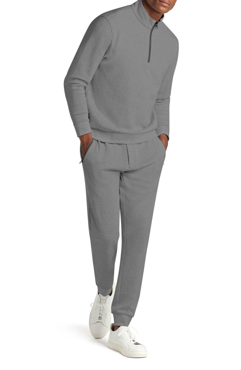 Bugatchi Comfort Cotton Blend Quarter Zip Pullover, Alternate, color, Platinum