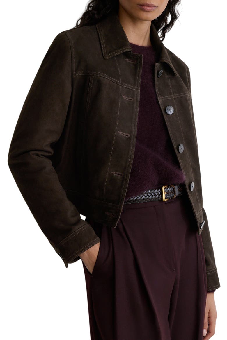 Callie Leather Jacket, Alternate, color, EBONY BROWN