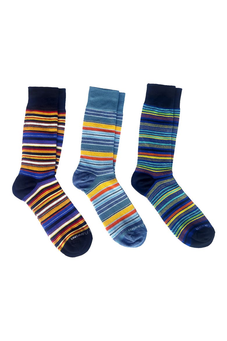 Assorted 3-Pack Crew Socks, Main, color, BLUE MULTI COLOR