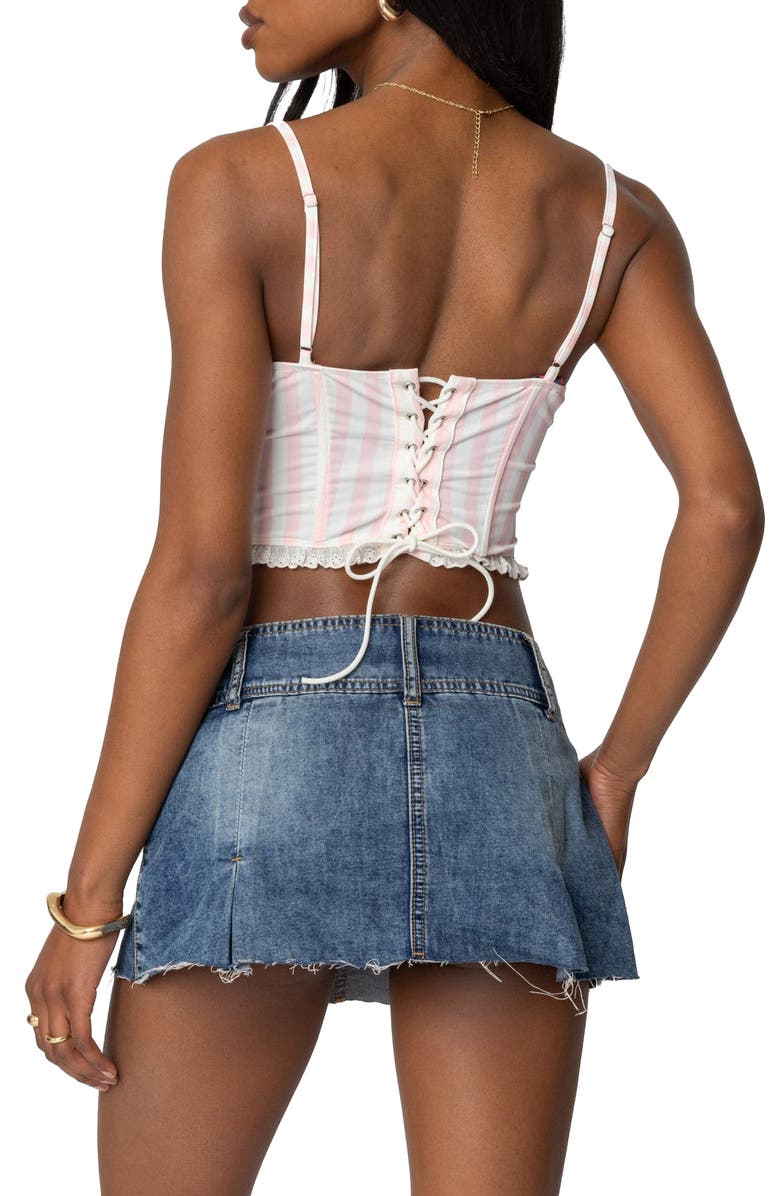 EDIKTED Marlen Stripe Corset Top, Alternate, color, Light-Pink