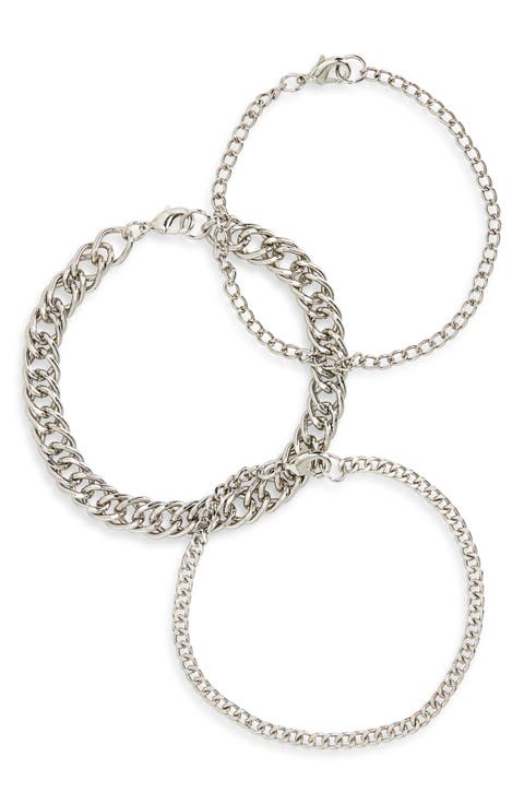 Men's Set of 3 Assorted Chain Bracelets