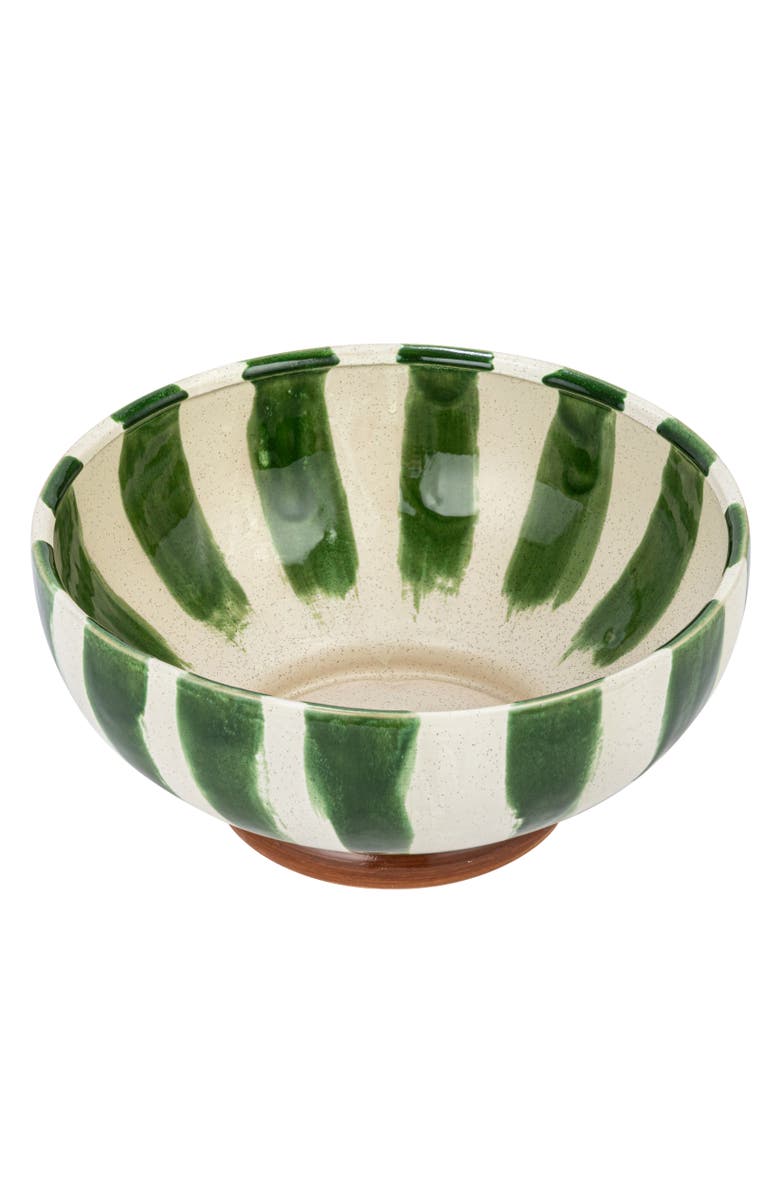 Storied Home 10.25 Inches Round Hand-Painted Stoneware Footed Bowl, Main, color, White