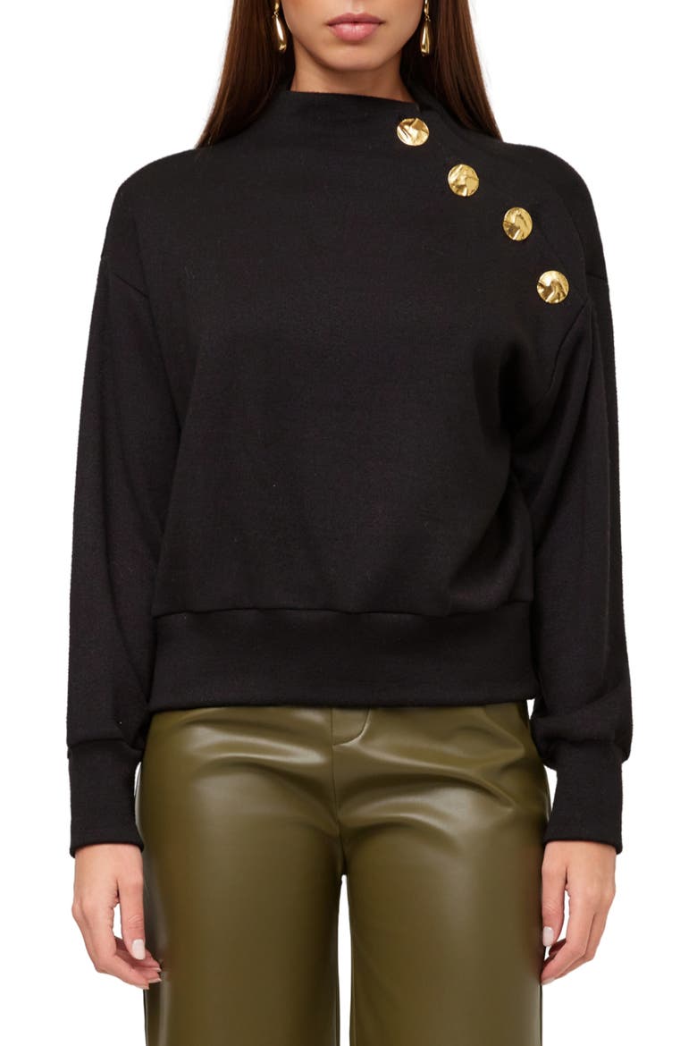 Tessa Mock Neck Sweater, Main, color, BLACK