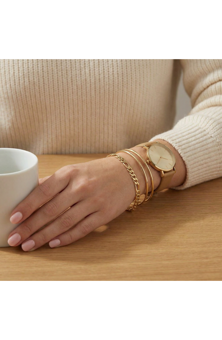 Bliss Diamond 10k Gold 3.5-millimeter Figaro Bracelet, Alternate, color, 10K Yellow Gold