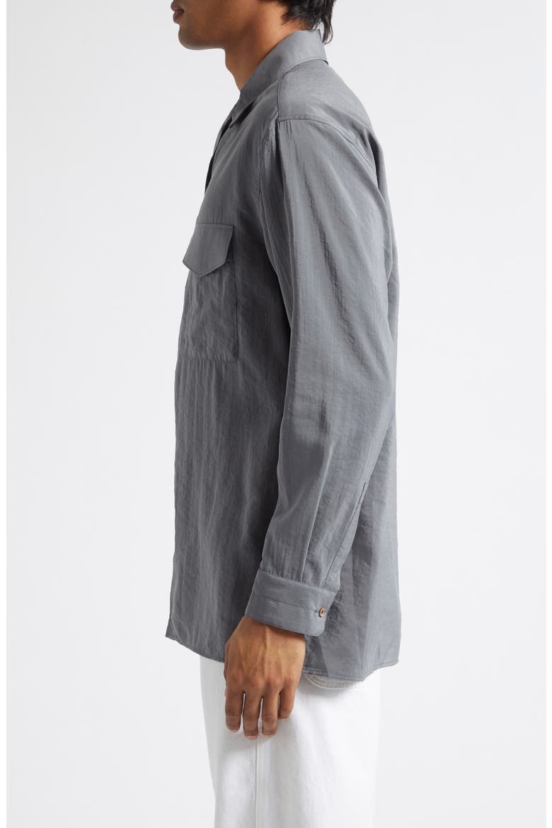 Dry Silk Blend Button-Up Shirt, Alternate, color, ALUMINIUM