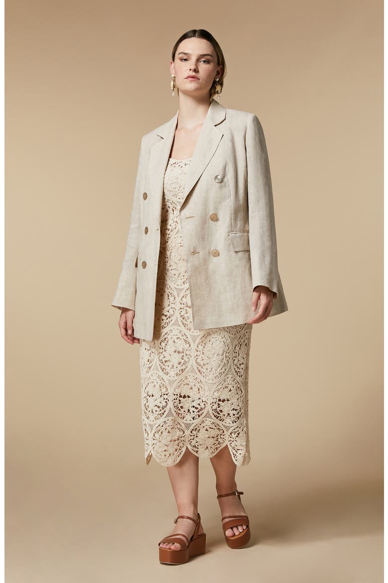 Louvre Double Breasted Linen Blazer, Alternate, color, SAND