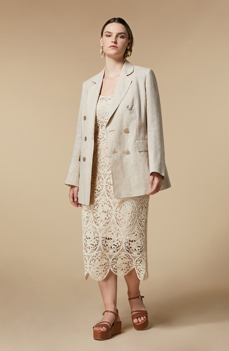 Marina Rinaldi Louvre Double Breasted Linen Blazer, Alternate, color, 