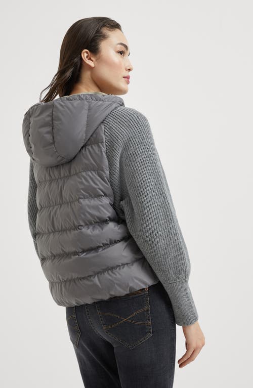 Brunello Cucinelli Hooded Down Jacket With Solomeo Inserts In Gray