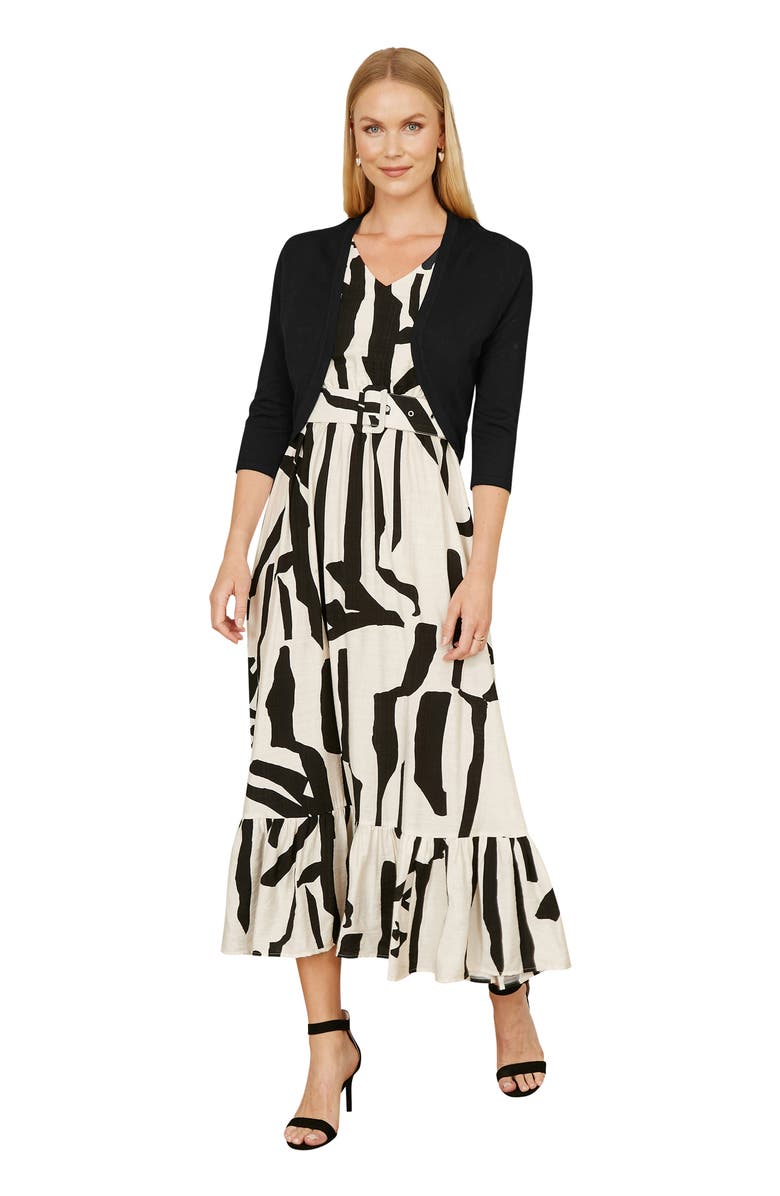 Yumi Knitted Curve Bolero, Alternate, color, Black