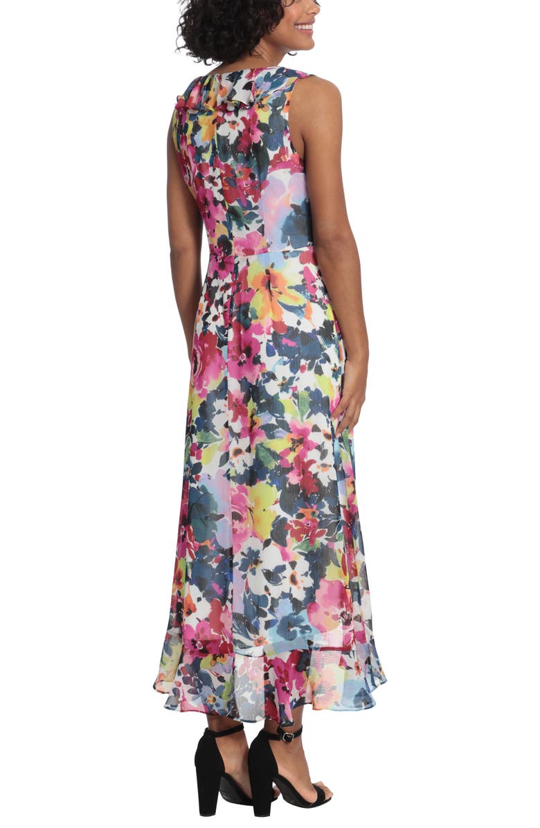 Maggy London Sleeveless Ruffle Faux Wrap Midi Dress, Alternate, color, 