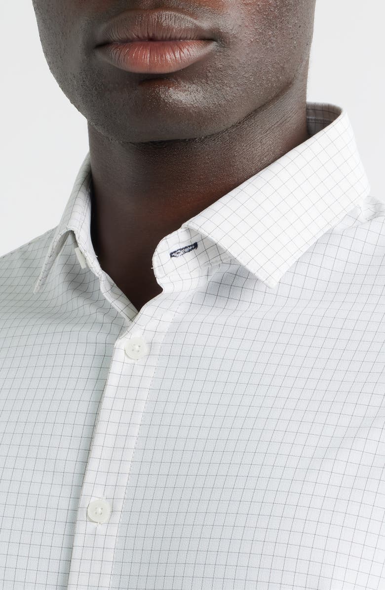 Mizzen+Main Leeward Trim Fit Plaid Performance Button-Up Shirt, Alternate, color, Espresso Joel Plaid