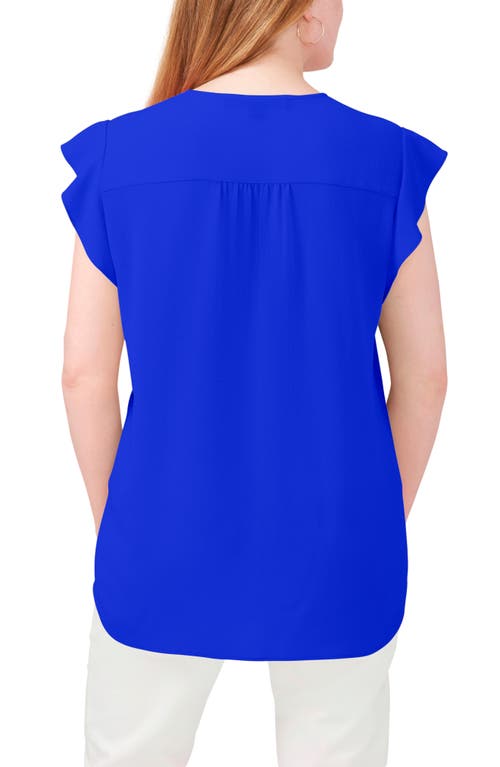 Chaus Print Flutter Sleeve Blouse In Blue