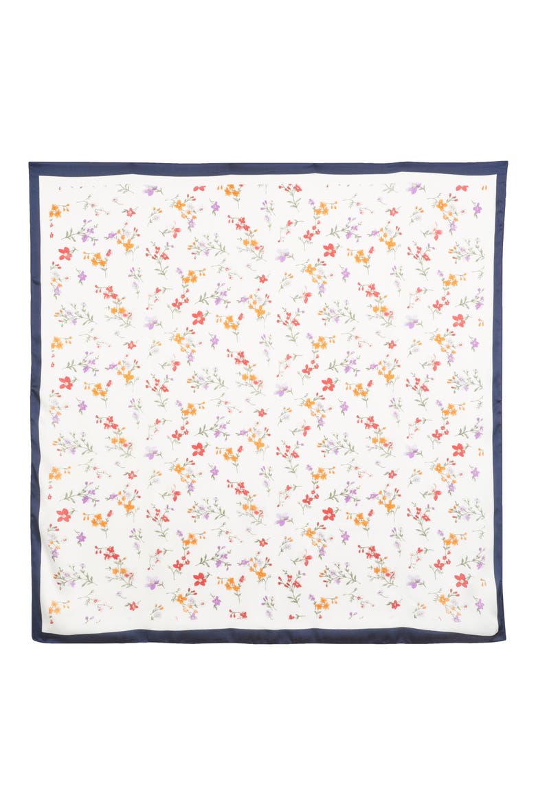 Floral Satin Scarf, Alternate, color, IVORY MULTI