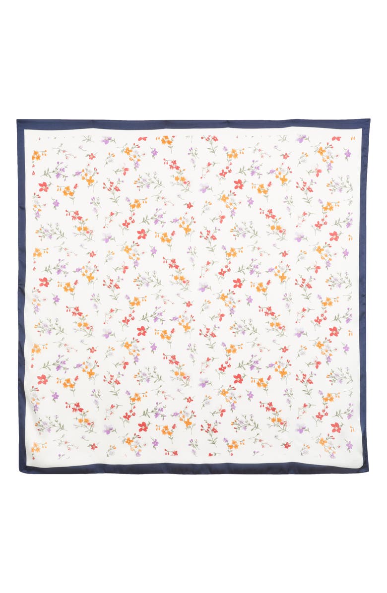 Tasha Floral Satin Scarf, Alternate, color, Ivory Multi