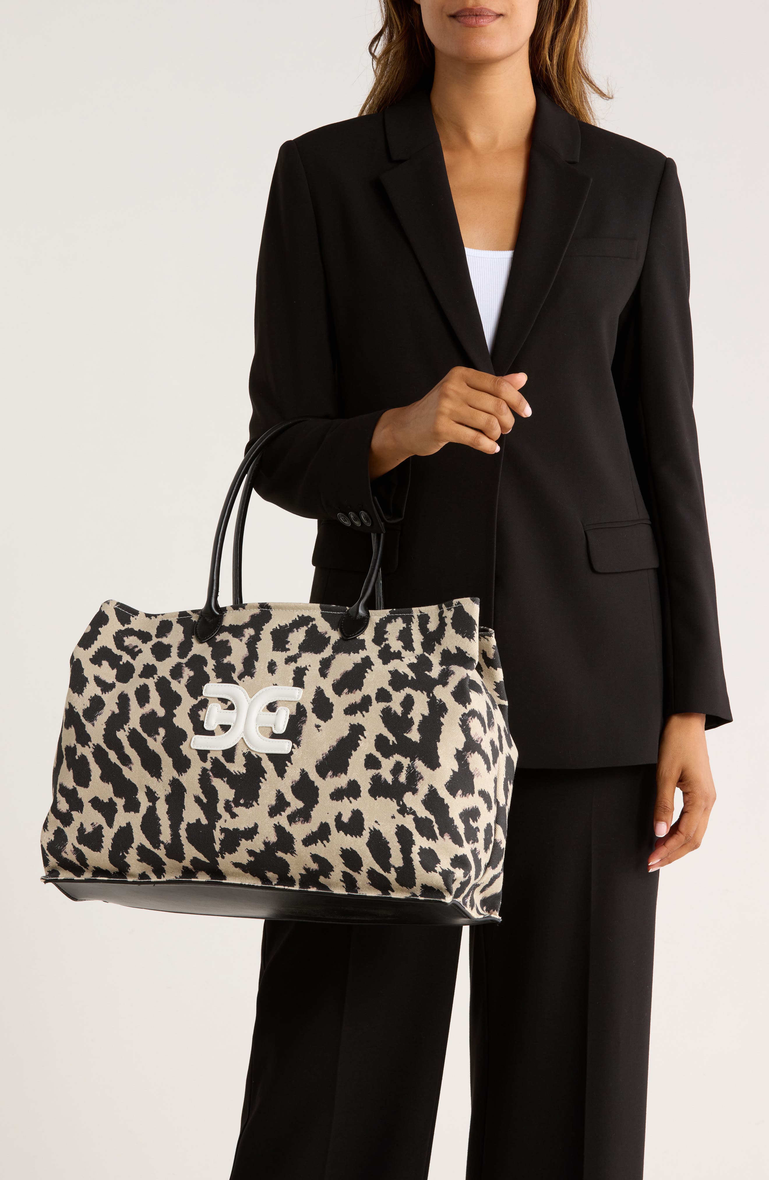 Sam Edelman Cooper Logo Canvas Tote, Alternate, color, Leopard